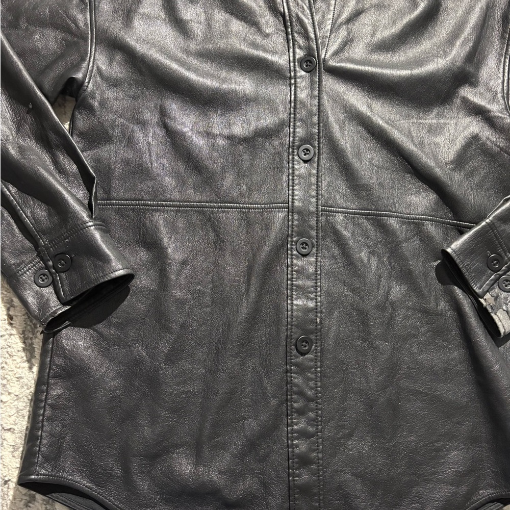 Babaton Aritzia Pelli black vegan leather shirt jacket size S - Picture 4 of 7